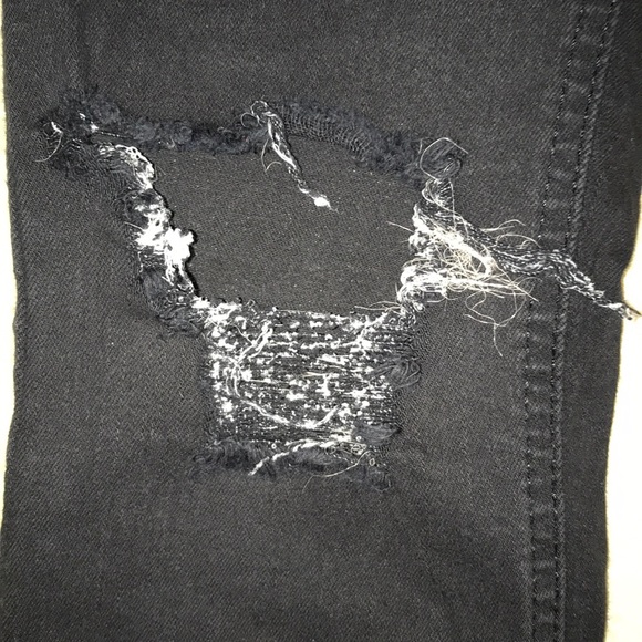 Topshop High-waisted Black Distressed Skinny Jeans - Picture 3 of 6